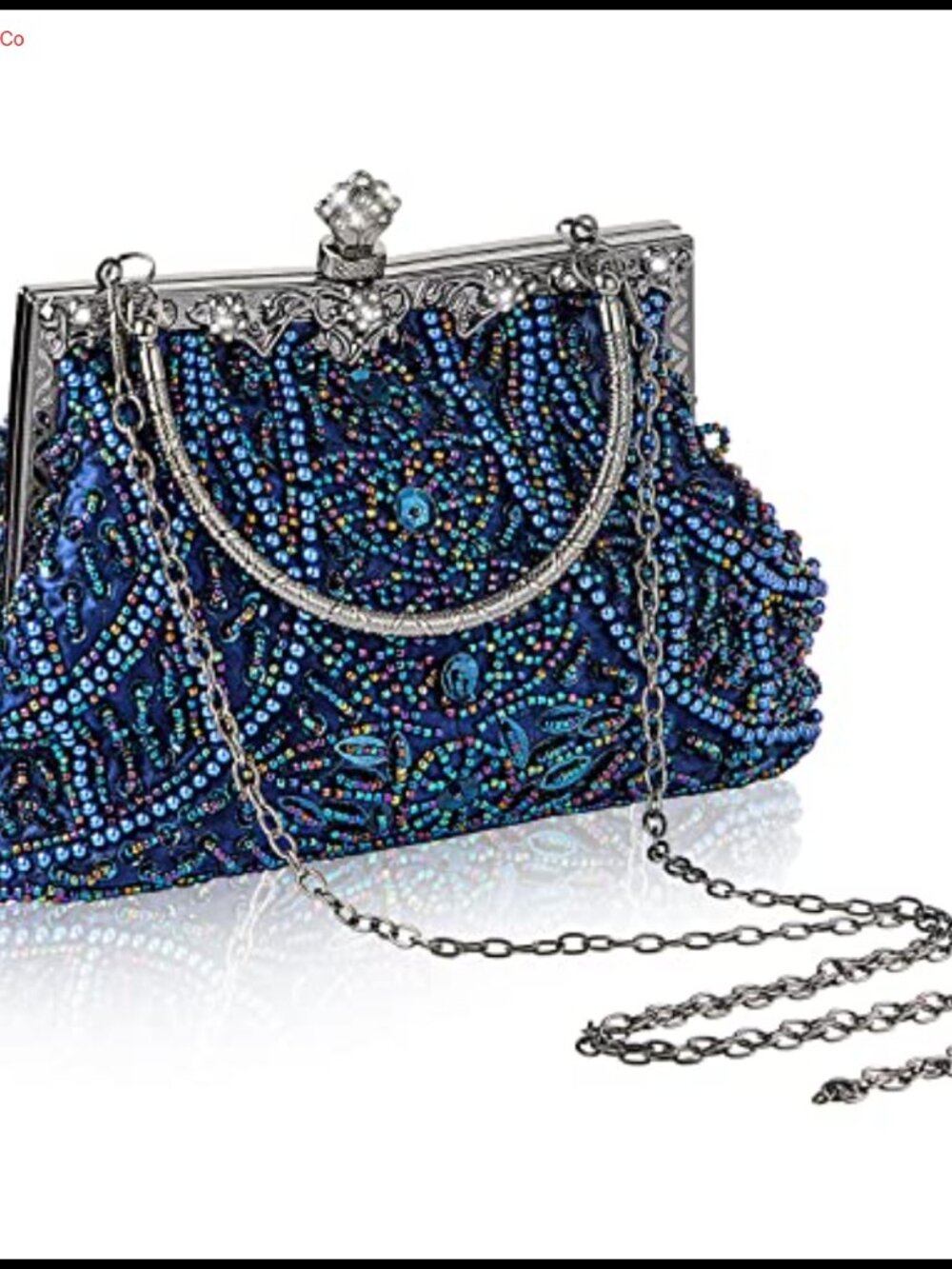 Beaded Clutch Evening Bag with Sequins and Rhinestones for Wedding Party